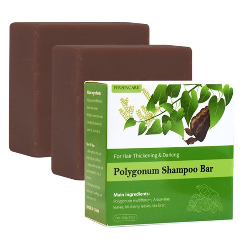 2 Pcs Natural Polygonum Multiflorum Solid Shampoo and Conditioner Set, He Shouwu Volumizing Gray Hair Reverse Darkening Soap, Organic Fo Ti Bar for Thinning Hair Growth, for Men & Women All Hair Type