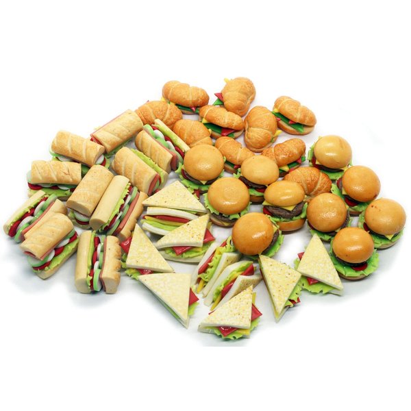 20 Assorted Sandwich, Burger and Croissant Dollhouse Miniature,Dollhouse Accessories for Collectibles