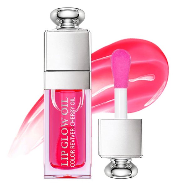 Unyoke Hydrating Lip Glow Oil, Lip Oil Gloss Transparent Toot Tinted Nourishing Long Lasting Repairing Lightening Lip Lines (CHERRY) 0.2 OZ