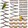 9 PCS Bird Perches Stand Toy, Natural Wood Parrot Perch Stand Bird Cage Branches Platform Accessories for Parakeets Cockatiels Conures Macaws Finches Love Birds