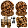 Xenorik Tiger Print Birthday Plates And Napkins Party Supplies, Animal Tiger Print Party Decorations Tableware, Plate, Cup, Napkin, Fork, Safari Jungle Tiger Texture Theme Table Decorations | Serve 24