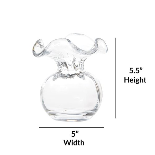 Vietri Hibiscus Glass Clear Bud Vase, 5.5" H Glass Flower Vase, Living Room Decor Glass Vase