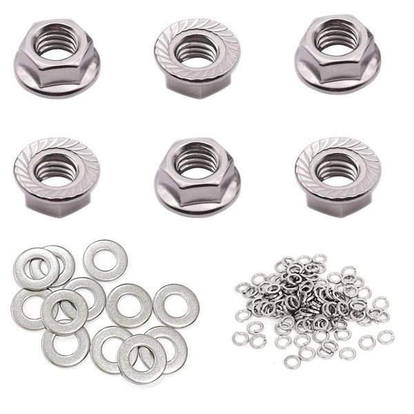 M8 x 1.25mm Serrated Flange Hex Lock Nuts, Hincell 75pcs 304 Stainless Steel Serrated Metric Hex Flange LockNuts,Bright Finish Hex Lock Nut