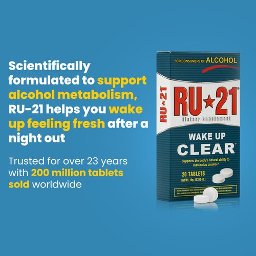 RU-21 The Supplement for When You Want to Drink & Go to Work The Next Morning | Feel Better After Celebrating & Support Your Liver | Trusted for 23+ Years | Made in USA (20 Pills, 10 Servings)