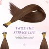 KiiKiiGirl Virgin Remy I Tip Hair Extensions Human Hair #4 Chocolate Brown Real Itip Human Hair Extensions 20Inch Pre Bonded I Tips Human Hair Extensions Invisible Caramel Light Blonde 30G/Pack