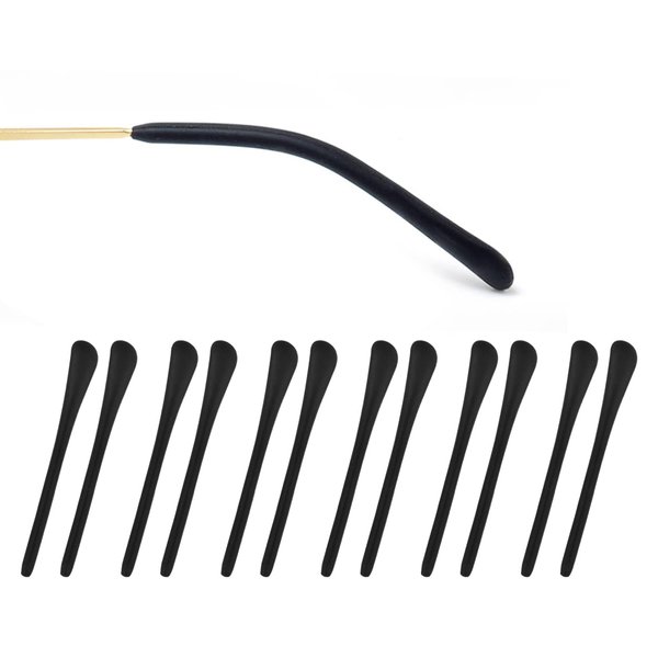 DS. DISTINCTIVE STYLE Eyeglass Metal Frame End Tips 6 Pairs Silicone Ear Sock Pieces Tubes Anti-slip Replacement Glasses Ear Cushion for Thin Metal Eyeglass Legs - Black
