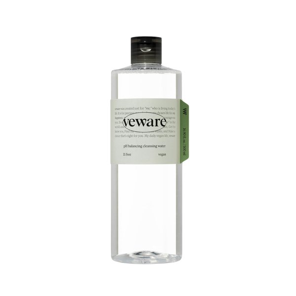 Veware Vegan pH Balancing Cleansing Water Micellar water 100% Vegan Formula Make up remover, For Soothing and Moisturizing Cleansing, Unscented, Hypoallergenic 500ml 16.90 fl.oz.