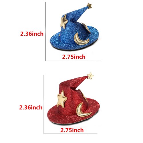 Soochat Witch Hat Hair Clips Mini Top Hat Hair Clips Small Hat Hair Pins for Halloween Hair Decorations Accessories 2Pcs