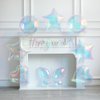 Iridescent Foil Balloons, 9 Pcs Songstar Butterfly Heart Star Transparent Balloons with Holographic Banner for Bachelorette Party Decorations Girls Birthday Summer Disco Baby Shower Party Supplies