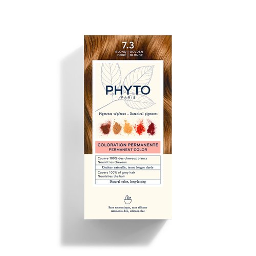 PHYTO Phytocolor Permanent Hair Color, 7.3 Golden Blonde, with Botanical Pigments, 100% Grey Hair Coverage, Ammonia-free, PPD-free, Resorcin-free, 0.42 oz.