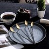 HISSF Iced tea spoons, 18/10 Stainless Steel Stirring Spoons, Leaf Shaped Spoon, 8.66inch (Black & Gold, 4 Pcs)