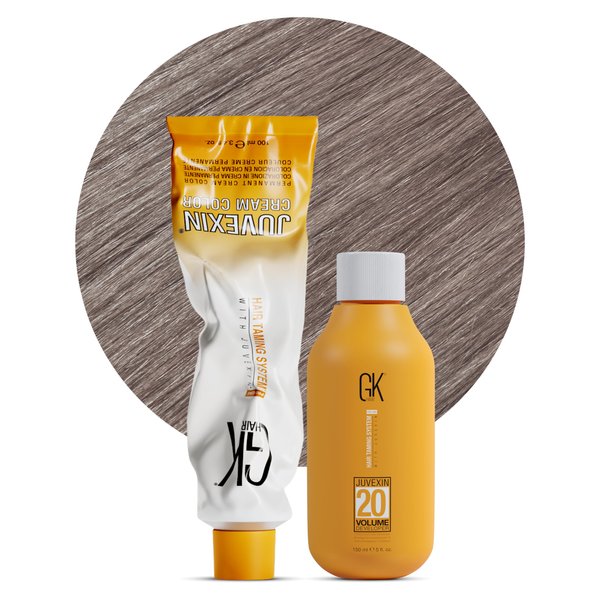 GK HAIR Global Keratin Intense Ash 10.11 Lightest Ash Blonde Hair Color Cream Tube (3.4 Fl Oz/100ml) + 20 Volume Developer (5 Fl Oz/150ml) - Professional Permanent Long Lasting Toner Dye