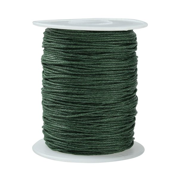 DanLingJewelry Approx 100 Yards/roll 1mm Dark Olive Green Waxed Thread Beading Cord Waxed Cotton Cord for Crafting Making