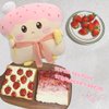 ARELUX Funny Toast Sliced Bread Pillow,Pink Bread Shape Pink Plush Hugging Pillow with Red Scarf,Soft Strawberry Food Sofa Cushion for Home Decor,Plush Toy Gifts for Kids Birthday(17.7in)