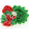 Koolgil Baby Girl's Christmas Feather Headband Christmas Rose Chiffon Flower Elastic Hair Band (Red)