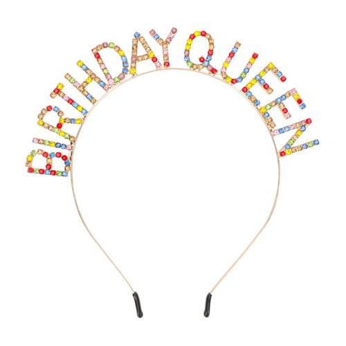 CURASA Birthday Queen Headbands for Women Rainbow Rhinestones Crown for Girls Colorful Tiara Rainbow Birthday Headband Princess Tiara Birthday Gifts Birthday Accessories for Women Birthday Decoration