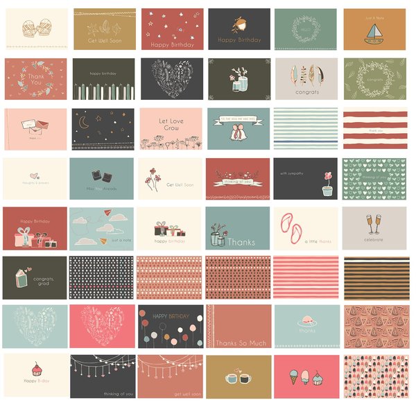 Barcaloo Blank Cards with Envelopes - 48 Pack Blank Greeting Cards Assortment for All Occasions - 48 Unique Designs