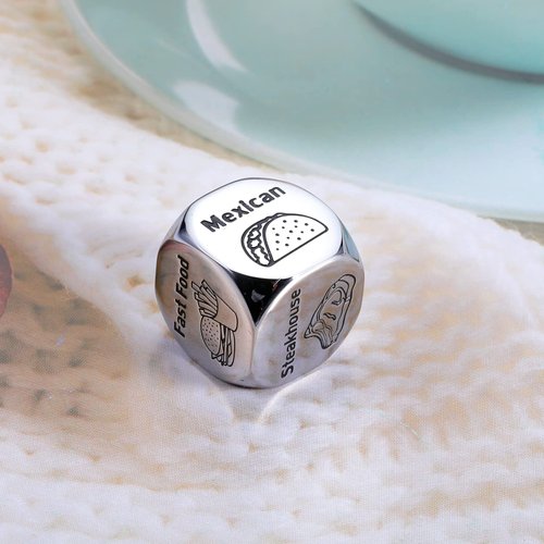 Valentines Day Date Night Gifts for Couples Food Decision Dice Decider 11th Anniversary Steel Gifts for Husband Wife Boyfriend Girlfriend Women Men Him Christmas Birthday Gifts Coworker Colleague