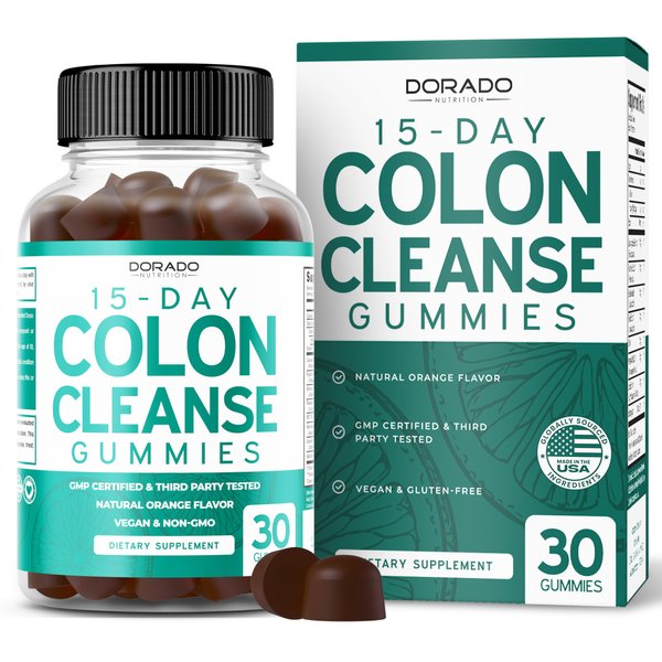 Colon Cleanse Gummies & Detox 15 Day Gut Cleanse (30 Gummies) Intestinal Cleanse & Probiotic for Gentle Laxative & Bowel Relief for Stomach Bloating - Third Party Tested, Vegan, Non-GMO - USA Made
