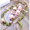 Floral Fall Adjustable Bridal Flower Garland Headband Flower Crown Hair Wreath Halo F-83 (Style 2 Blush)