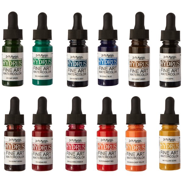 Dr. Ph. Martin's Hydrus Fine Art 2 Watercolor Set, 0.5 Ounce (Pack of 12), Multicolor