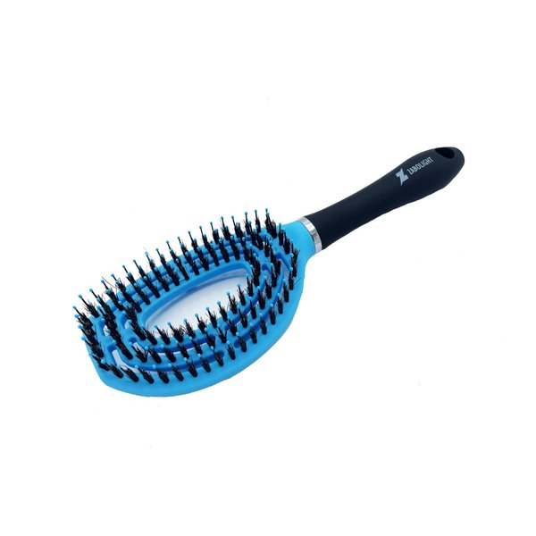Zabolight Detangling Flex Brush Natural Boar Bristle Hair Brush for Kids, Women, and Men - Detangle All Hair Types Wet Or Dry (Blue)