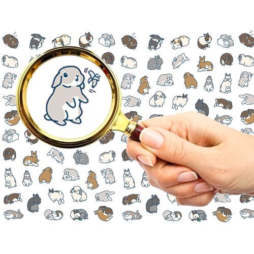 Nail Stickers Decal Transfers (5 Sheets) FLONZNAIL Cute Rabbit Bunny Playing Vintage Illustration