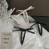 4 Pcs Black and Silver Snap Clips Bow Hair Clips Leather Barrette Party Festivals Hair Accessories MGPFERD