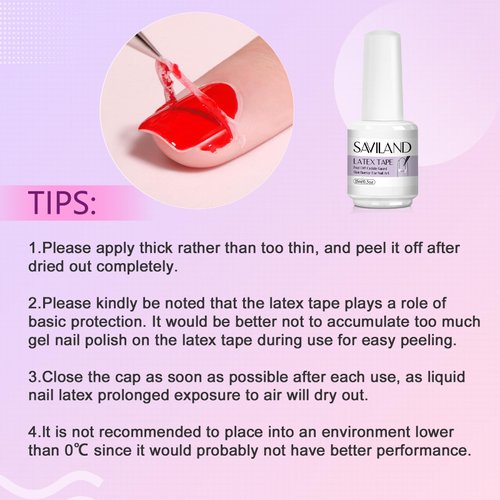 SAVILAND Liquid Latex for Nails, 15ML Latex Nail Polish Barrier Peel Off - Latex Tape Peel Off for Nails Cuticle Guard Skin Barrier Protector Nail Latex with Tweezers for Home DIY Nail Art Salon