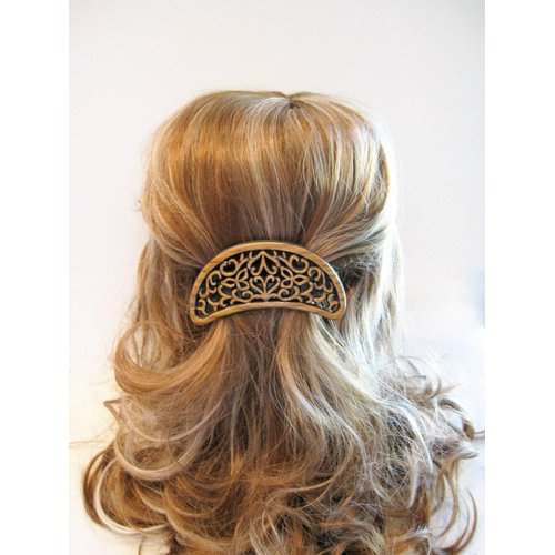 Generic Faux wooden arc hair clamp clip barrette