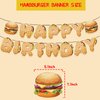 DIADARL Happy Birthday Banner, Hamburger Banner, Hamburger Party Supplies for Men Girl Party Supplies Decor Party