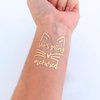 Tats4now / She's getting meowied, Cat Bride, Cat Bachelorette themed party favors, Kitty bachelorette, Cat lover bach, metallic gold cat tattoos