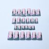Duck Nails Press on Blue French Press on Nails Duck Feet Style False Nails with Floral ＆ Rhinestone Designs Glossy Full Cover Duck Nail Tips Gel Acrylic Manicure False Nails Kit 24 Pcs