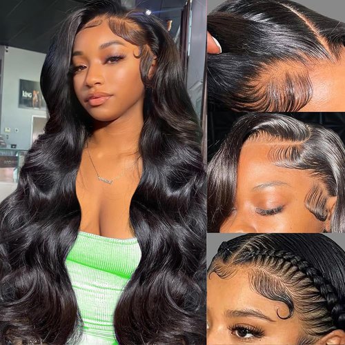 CUMASE Body Wave Lace Front Wigs Human Hair Pre Plucked 13x4 HD Transparent Lace Frontal Wigs Human Hair for Women 180 Density Body Wave Glueless Wigs Human Hair with Baby Hair 28 Inch