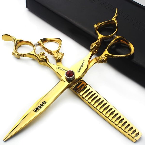 6/7/8/9 inch professional slim scissors set Japanese hairdressing scissors men or women hairdressing scissors (7 inches, 2 pieces-E)