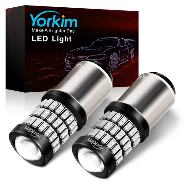 Yorkim Bright 1157 LED Bulbs Red, 1157 Brake Light Bulb, 9-30V 1157 2057 2357 7528 BAY15D LED Bulb with Projector Replacement for Back Up Reverse Lights or Tail Lights - Red
