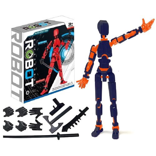 Schythely Titan T13 Action Figures Set-(Assembly Required) Robot Action Figure Fidget Toys for Nova N13 Anime Figures with 3D Lucky Dummy 13 Robot Figures Multi Movable Joints Gifts (Orange Blue)