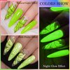 MEET ACROSS Luminous Reflective Gel Polish, Glow in Dark Gel Nail Polish, Reflective Glitter Gel Nail Polish with Nail Brush, Neon Color Shiny Disco Luminous Gel Polish for DIY Manicure Nail Art Salon
