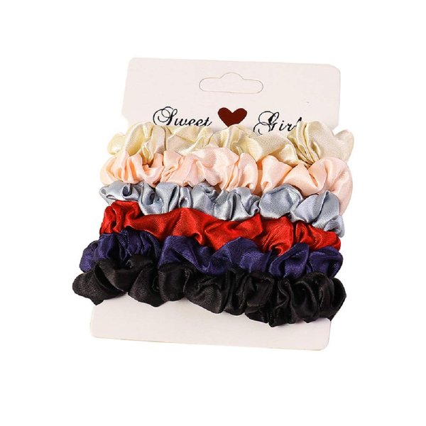 Shuiniba Silk Hair Scrunchies, Small Silk Scrunchy Skinny Hair Ties Bows,Elastics Hair Bands, Soft Scrunchy Hair Tie Ropes Ponytail Holder for Women Girls Hair Accessories 6 Pack (Elegant)