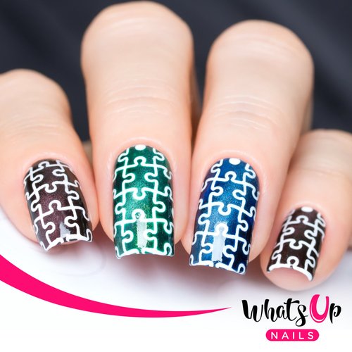 Whats Up Nails - Puzzles Vinyl Stencils for Nail Art Design (2 Sheets, 24 Stencils Total)