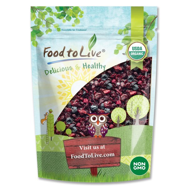 Organic Mixed Berries, 1 Pound — Non-GMO Dried Blueberries, Cranberries, and Tart Cherries, Kosher, Lightly Sweetened, Unsulfured, Bulk