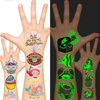 EMOME Temporary Tattoo - Glow + Metallic Glitter Style Tattoos for Kids Party Supplies, Temp Tattoos Sticker for Boys Girls, Birthday Party Favor Decorations Accessories (Girl)