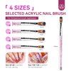 Saviland 4PCS Acrylic Nail Brush Set - Size 4/6/10/14 Acrylic Nail Brushes for Acrylic Application, Professional Acrylic Nail Tools Set with Pink Acrylic Brushes for Nails Extension & 3D Nail Carving