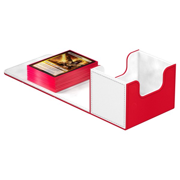Ultimate Guard Sidewinder Synergy 100+, Deck Box for 100 Double-Sleeved TCG Cards, Red/White, Magnetic Closure & Microfiber Inner Lining