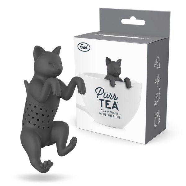 Genuine Fred, PURRTEA, Black Cat Reusable Silicone Tea Infuser, Black, Fun Gift for Tea Lovers, Clever Kitchen Gadget