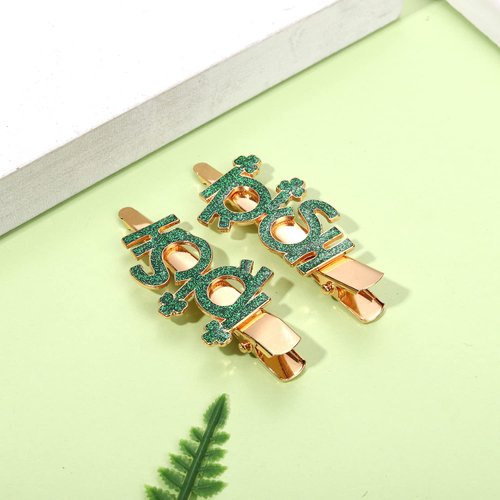 St. Patrick’s Day Hair Clips Rhinestone Glitter Green Leaf Hairpins for Women Lucky Shamrock Hair Clips Costume Hair Accessory Holiday Party Gifts (IRISH)
