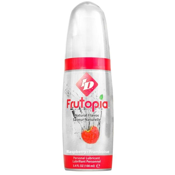 ID Lubricants Frutopia Personal Lubricant - Raspberry Flavored, Water Based Lube, 3.4 Fl Oz Bottle, Silver