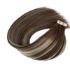 Tape in Hair Extensions Human Hair 22 Inch Balayage Brown to Blonde Highlights Human Hair Extensions 50g 20pcs Tape ins Skin Weft Hair Extensions Invisible Glue in Hair Extensions
