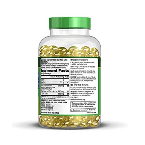 Walgreens (Formerly Finest Nutrition) Half-The-Size Fish Oil 1200 mg Softgels 200.0ea