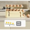 3-Tier Slide Egg Holder for Refrigerator, Detachable Egg Storage Organizer with 7° Slope Design - Automatic Rolling Egg Dispenser, Space-Saving Single Row Fridge Organizer (Cream)